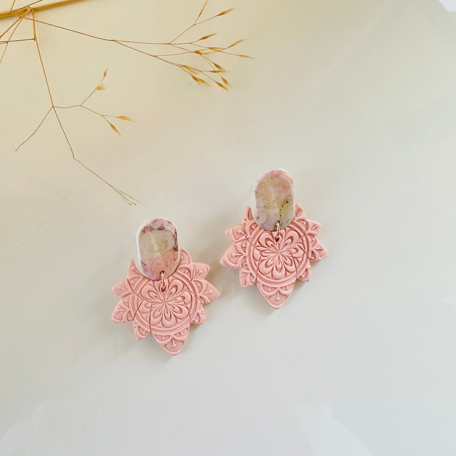 rosy pink dangle earrings