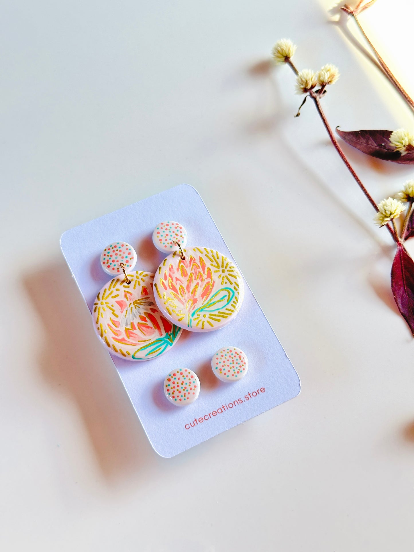 Handpainted Protea Earrings