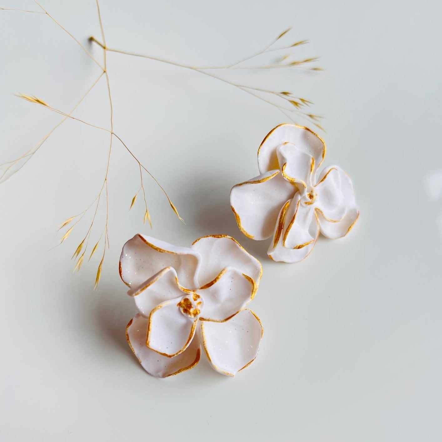 bridal floral stud earrings handmade polymer clay