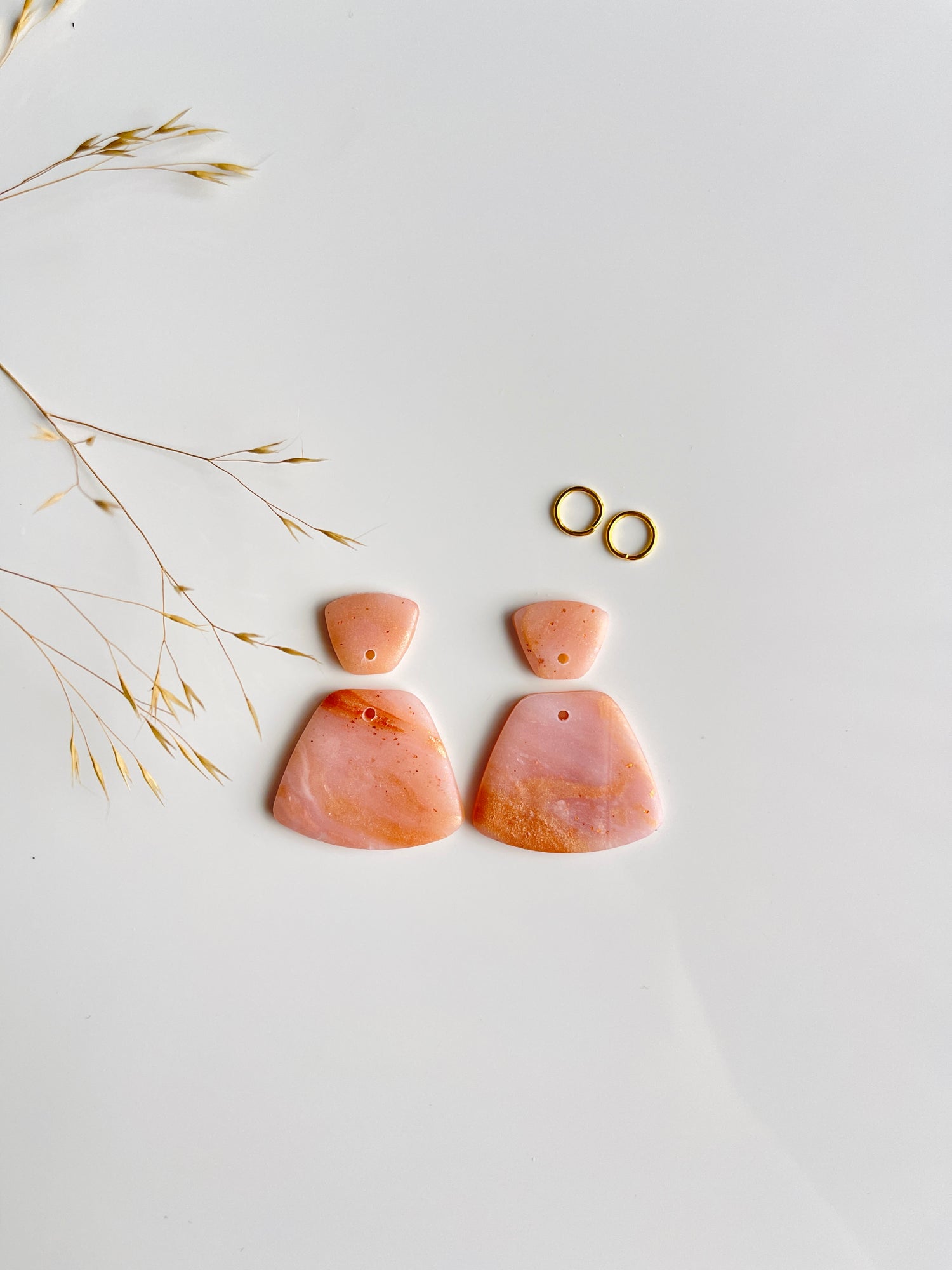rose stone polymer clay earrings handmade