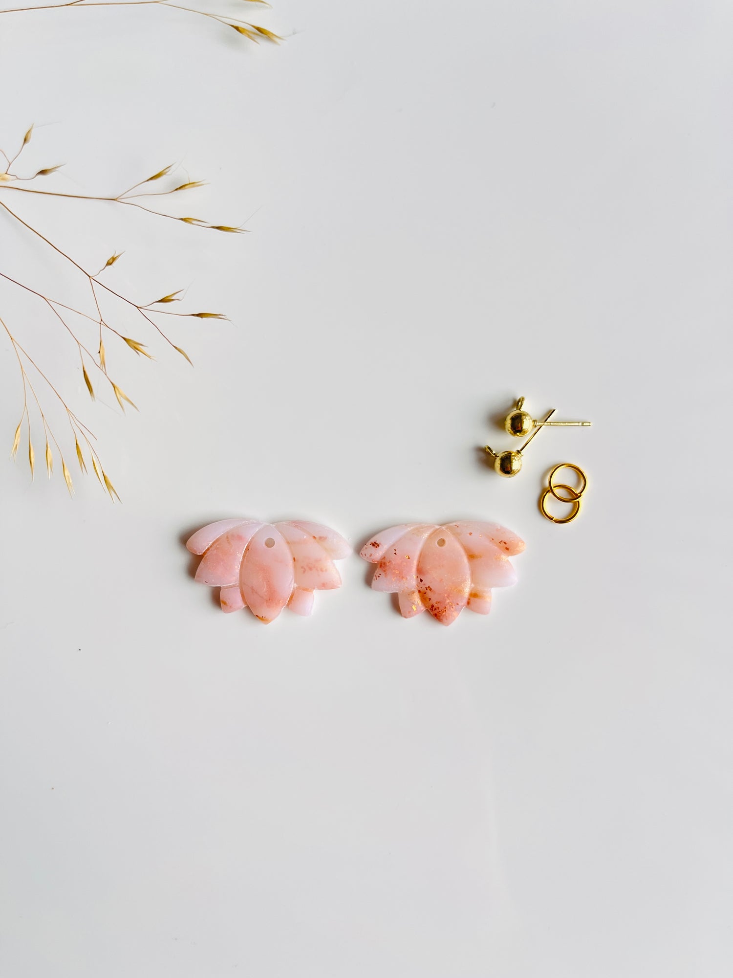 rose stone polymer clay earrings handmade